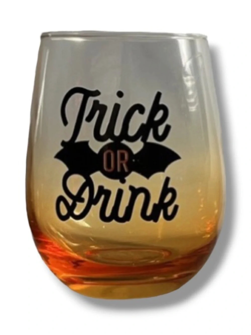 Halloween Trick or Treat Drink Humor Wine Glass Stemless